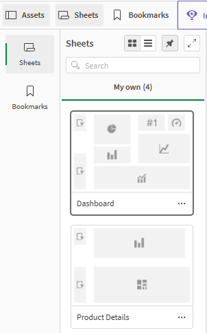Klicka för att visa i full storlek En öppen assets panel som visar arken i appen.